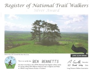 LDWA Ten UK National Trails Certificate